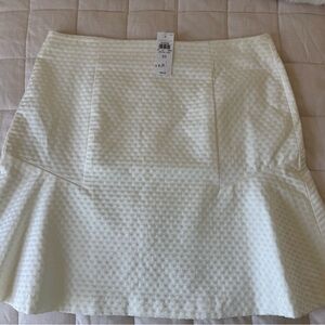 Ann Taylor White Textured Peplum Skirt